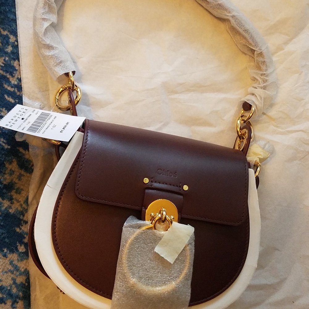 CHLOE Tess Bag, Small, Burgundy with Gold Hardware
